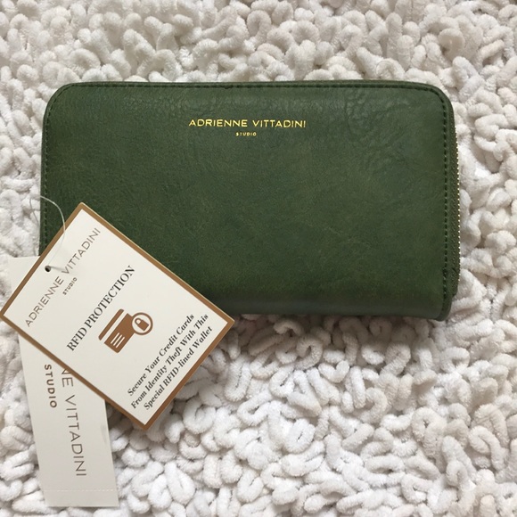 Adrienne Vittadini Handbags - Adrienne Vittadini RFID Dual Pocket Wallet Green